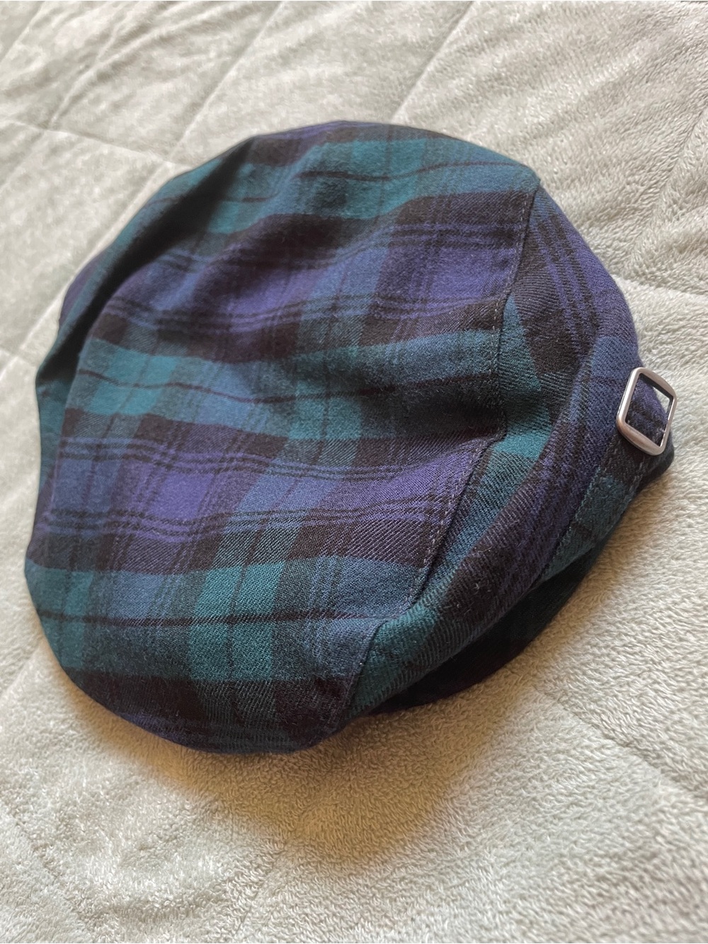 Janie and Jack Navy & Green Plaid Flat Cap